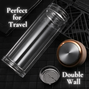 glass travel mug with metal lid 